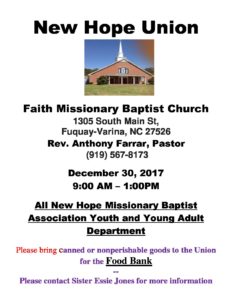 New Hope Union @Faith Missionary Baptist Church @ Faith Missionary Baptist Church